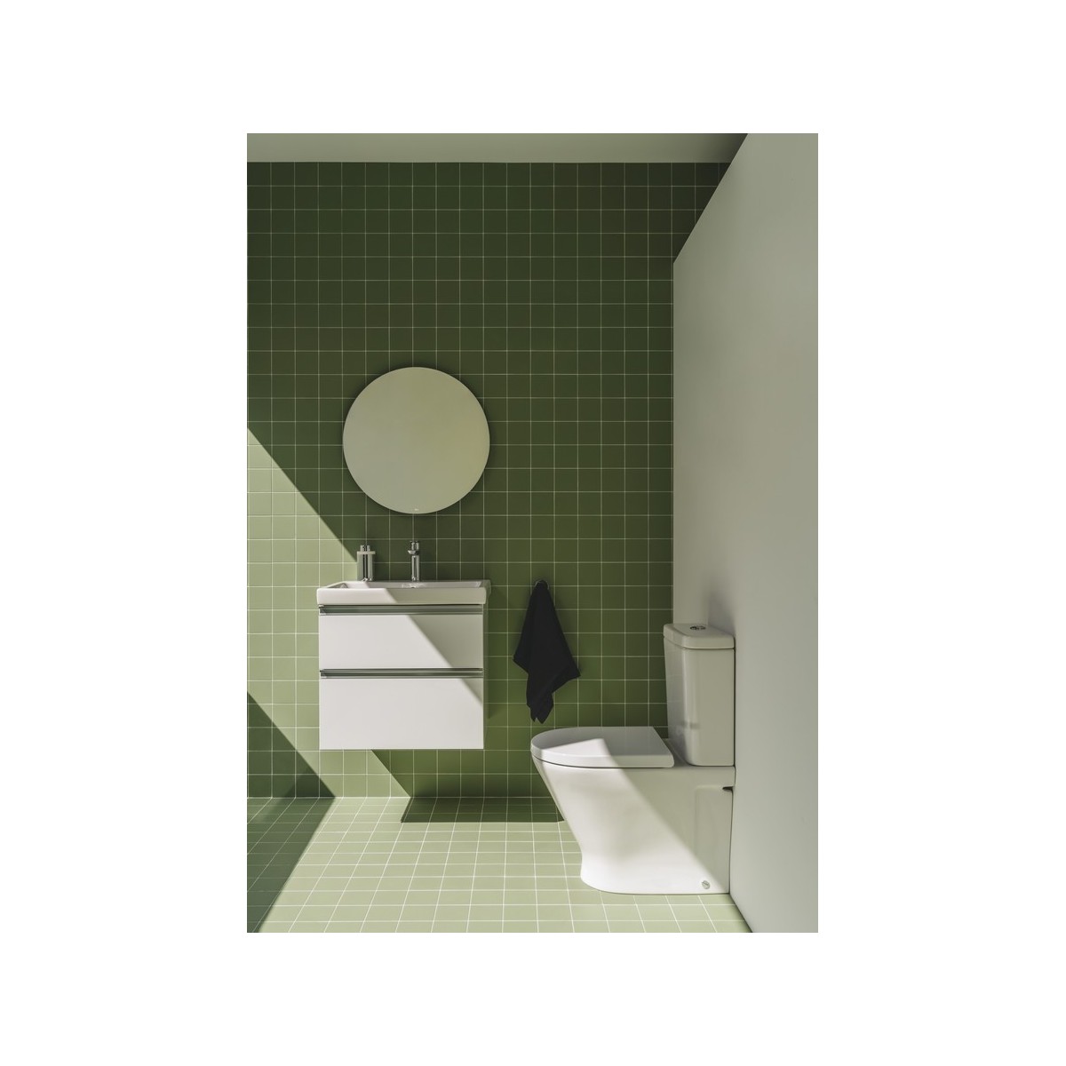 The gap pack 2t lavabo mural (unik+miroir) 600mm blanc mat/poignées noires - ROCA A851974509 