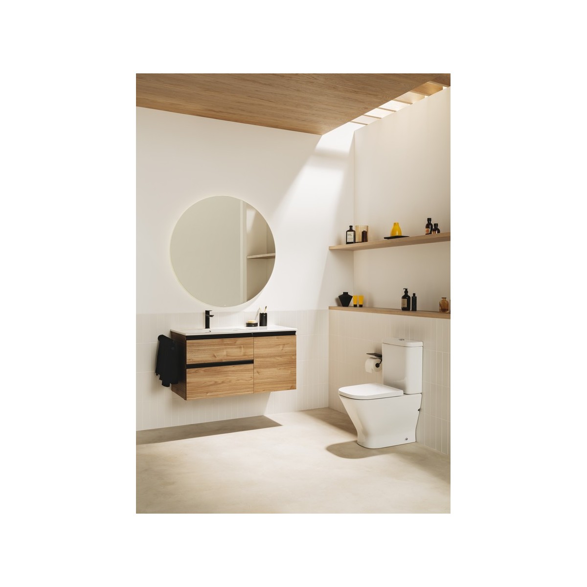 The gap pack 2t lavabo mural droite 1000mm gris moyen mat/poignées noires - ROCA A851978547 