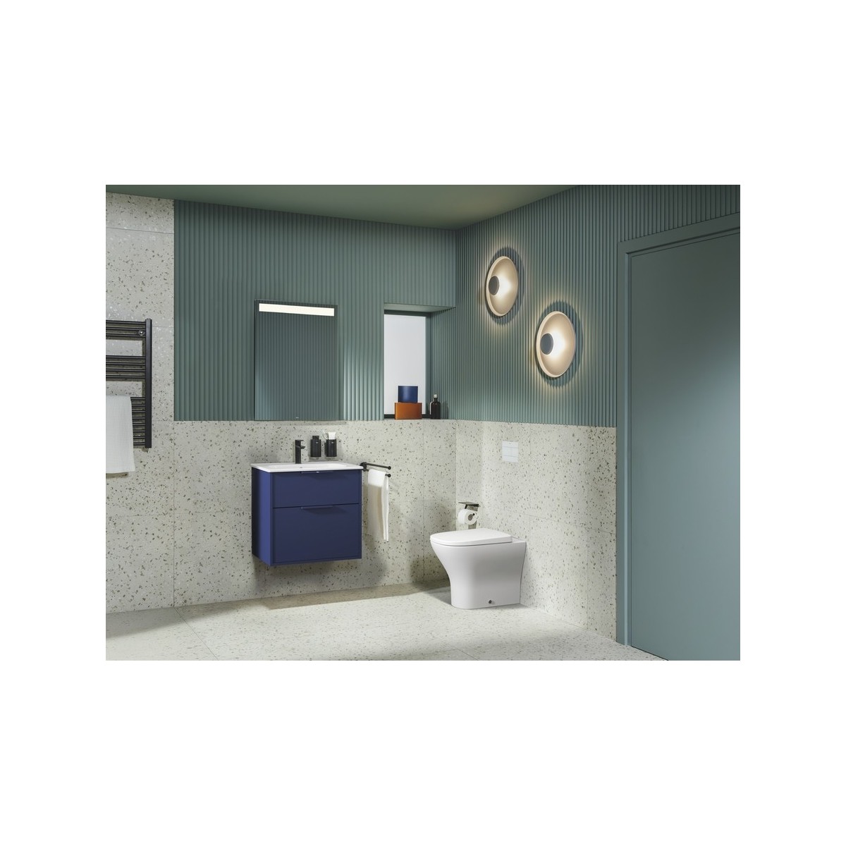 Optica unik 2 tiroirs et lavabo porcelaine 600 mm bleu acier mat - ROCA A852451551 