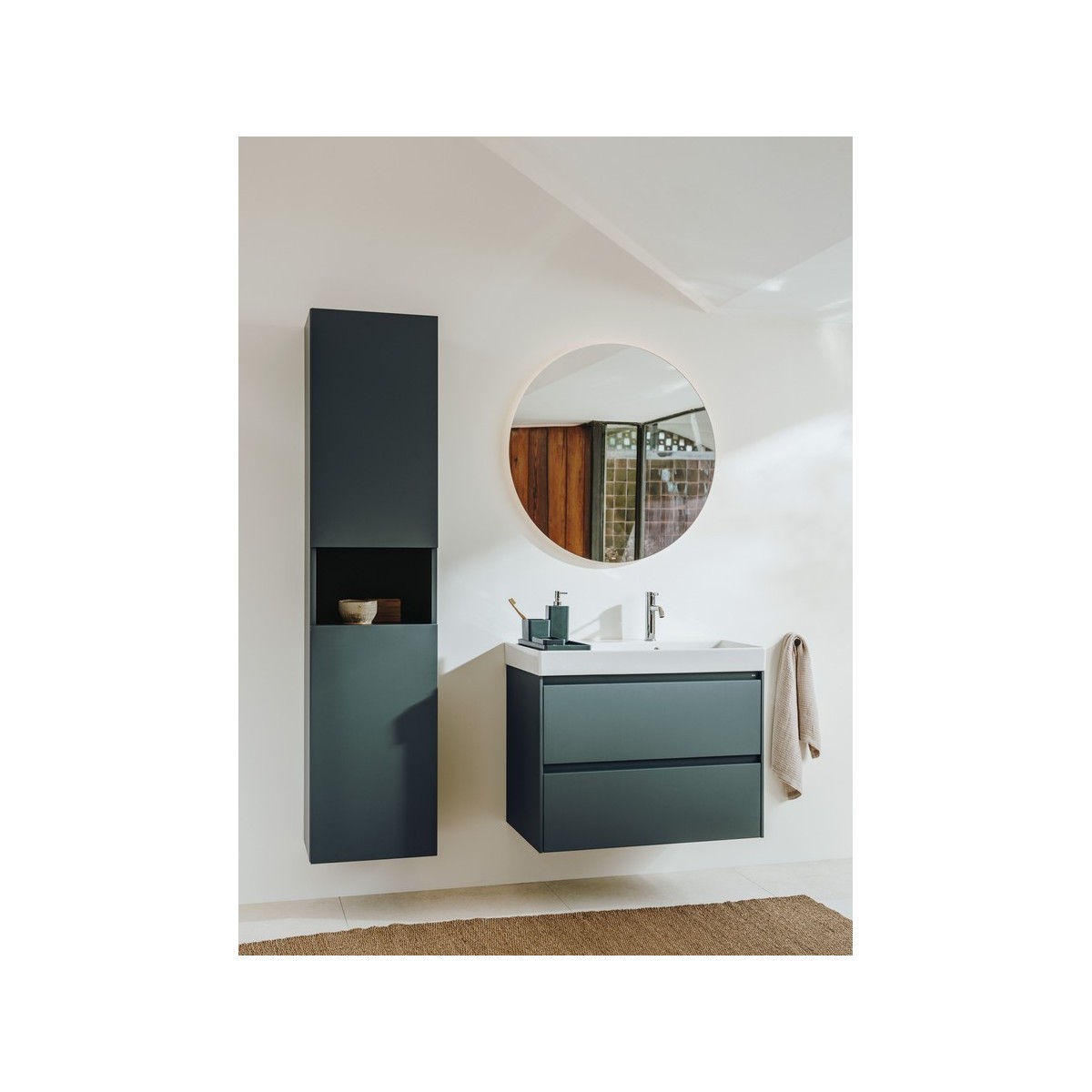 Colonne retournable salle de bains 2 portes Delta 40cm Vert Mat - Roca A857636513 