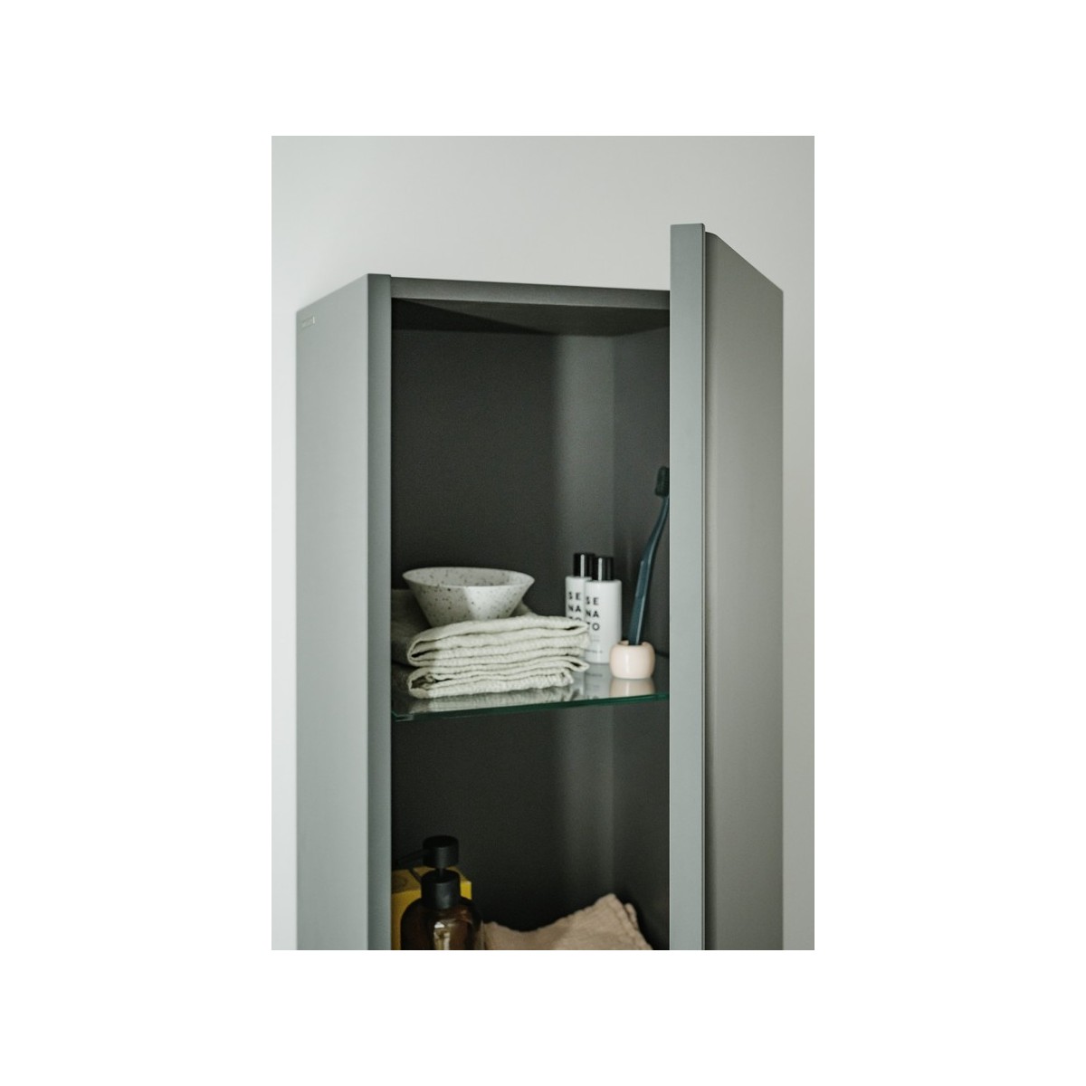 Meda armoire haute 1650 1 porte charnières à droite blanc mat 355x335x1650 mm - LAUFEN H4216520112601 