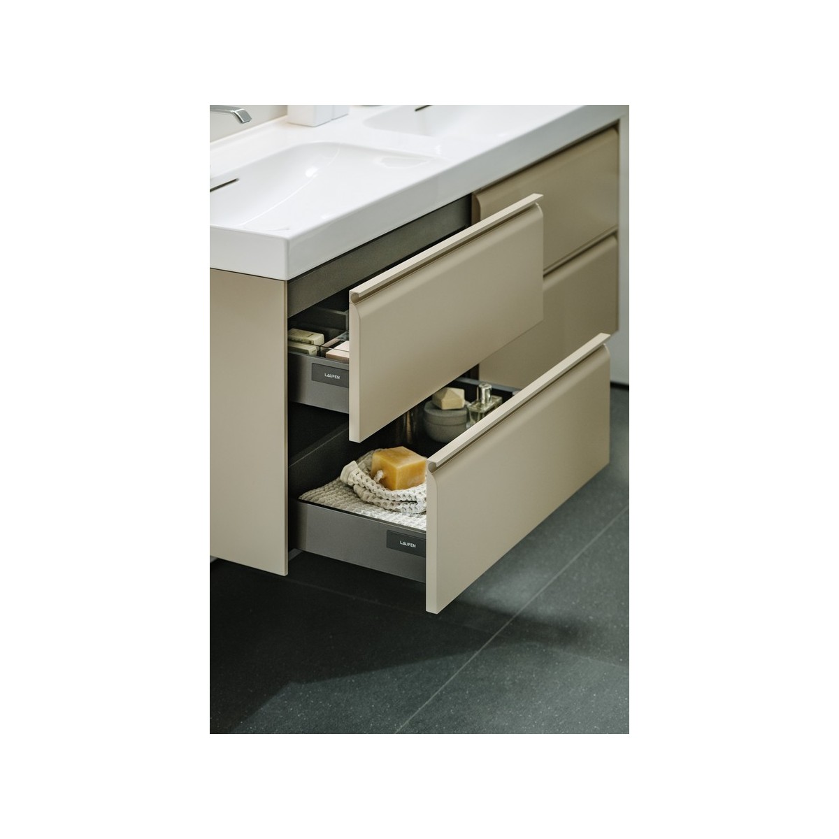 Meda lavabo double mural ou à poser sur meuble blanc mat 1300x460x80 mm - LAUFEN H8141127571111 