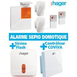 Pack Alarme Radio SEPIO Domotique RLP306F avec Sirene Exterieure - sans fil - Logisty Hager RLP306F