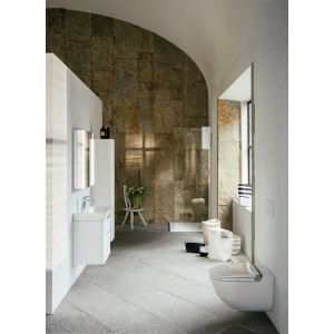 Riva wc lavant avec abattant, couleurs:céramique noir mat, bouton gold brossé - LAUFEN H8206917170001 