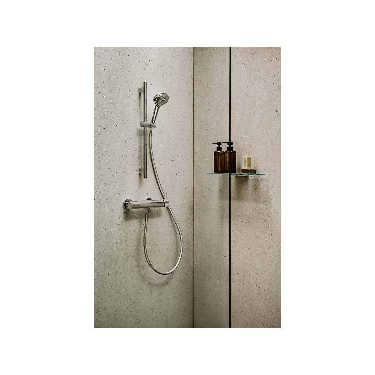 Meda mitigeur de douche mural avec flexible et douchette chromé - LAUFEN HF506650100600 