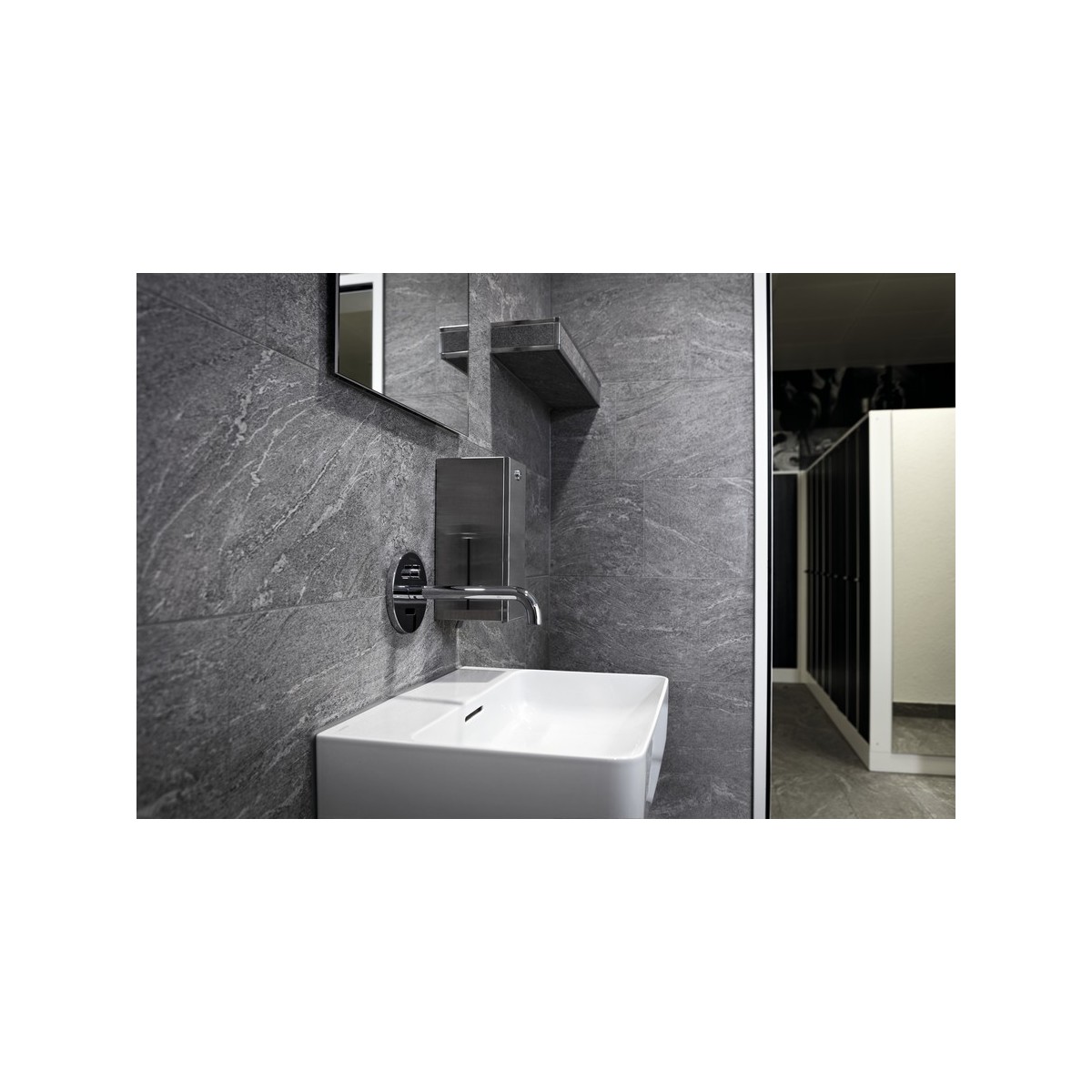 Twintronic mit lav électr à enc av simibox bec 175 alim pile chromé - LAUFEN HF707022100060 