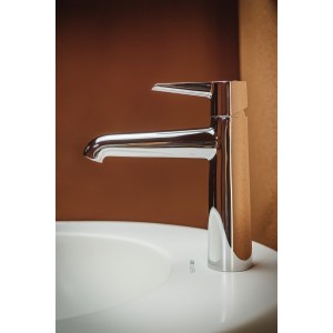 Pure Mitigeur De Lavabo Eco+ Bec Fixe 140 Mm, Avec Vid Pvd Acier Inox Brossé - LAUFEN HF901703423000 