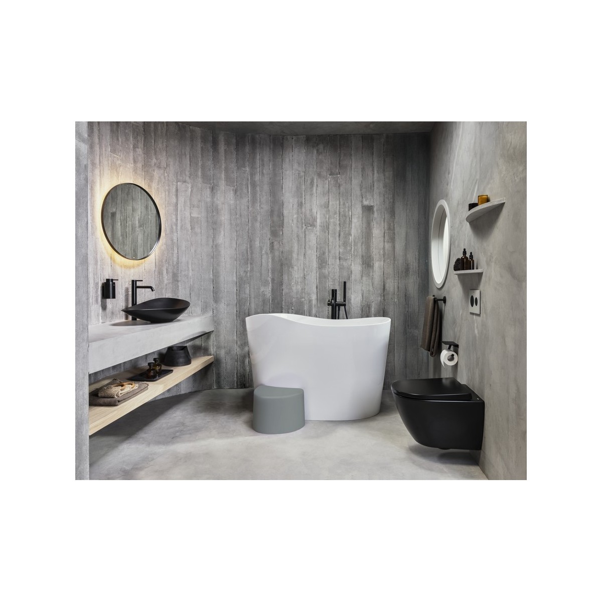 Ohtake baignoire îlot en stonex avec vidage clic-clac et siphon blanc - ROCA A248722000 