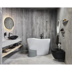 Ohtake baignoire îlot en stonex avec vidage clic-clac et siphon blanc - ROCA A248722000 