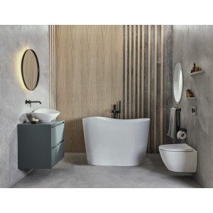Ohtake baignoire îlot en stonex avec vidage clic-clac et siphon blanc - ROCA A248722000 