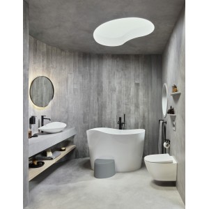 Ohtake baignoire îlot en stonex avec vidage clic-clac et siphon blanc - ROCA A248722000 