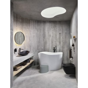 Ohtake baignoire îlot en stonex avec vidage clic-clac et siphon blanc - ROCA A248722000 