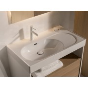 Meridian lavabo mural asymétrique gauche en fineceramic® blanc brillant 800x460m - ROCA A327743000 