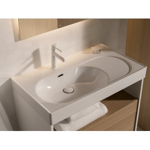 Meridian lavabo mural asymétrique gauche en fineceramic® blanc brillant 800x460m - ROCA A327743000 
