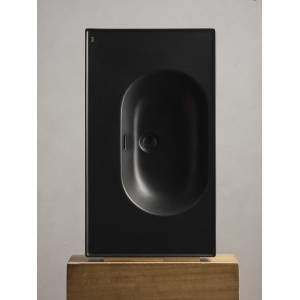 Meridian lavabo mural asymétrique droite en fineceramic® noir mat 800x460mm - ROCA A327744080 