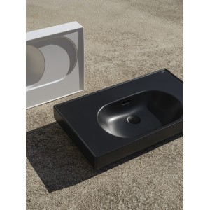 Meridian lavabo mural en fineceramic® noir mat 800x460mm - ROCA A327745080 