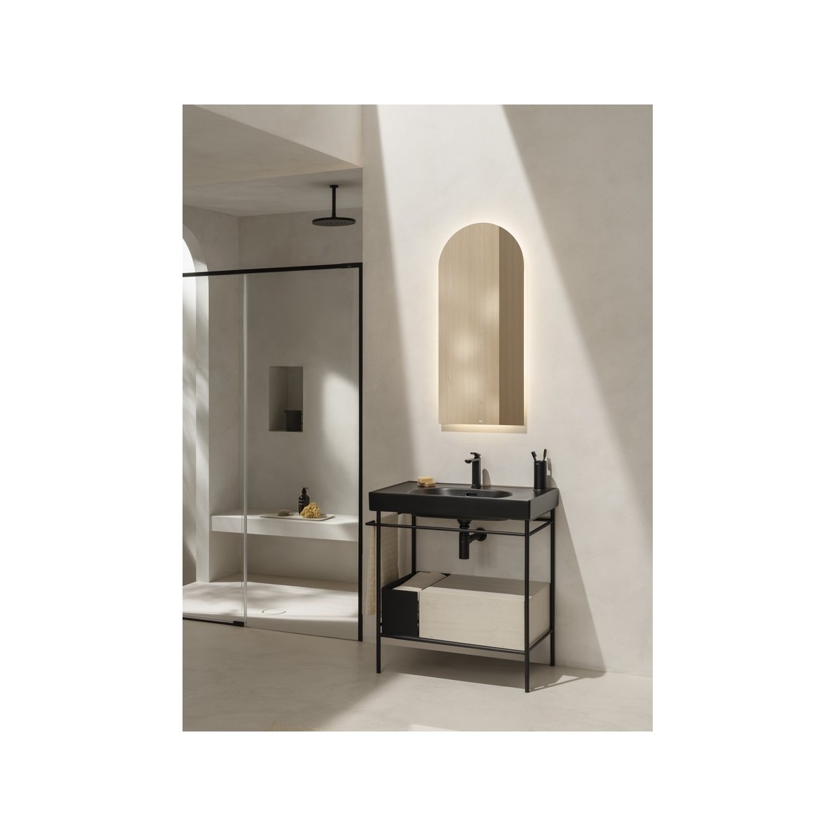 Meridian lavabo mural en fineceramic® noir mat 800x460mm - ROCA A327745080 