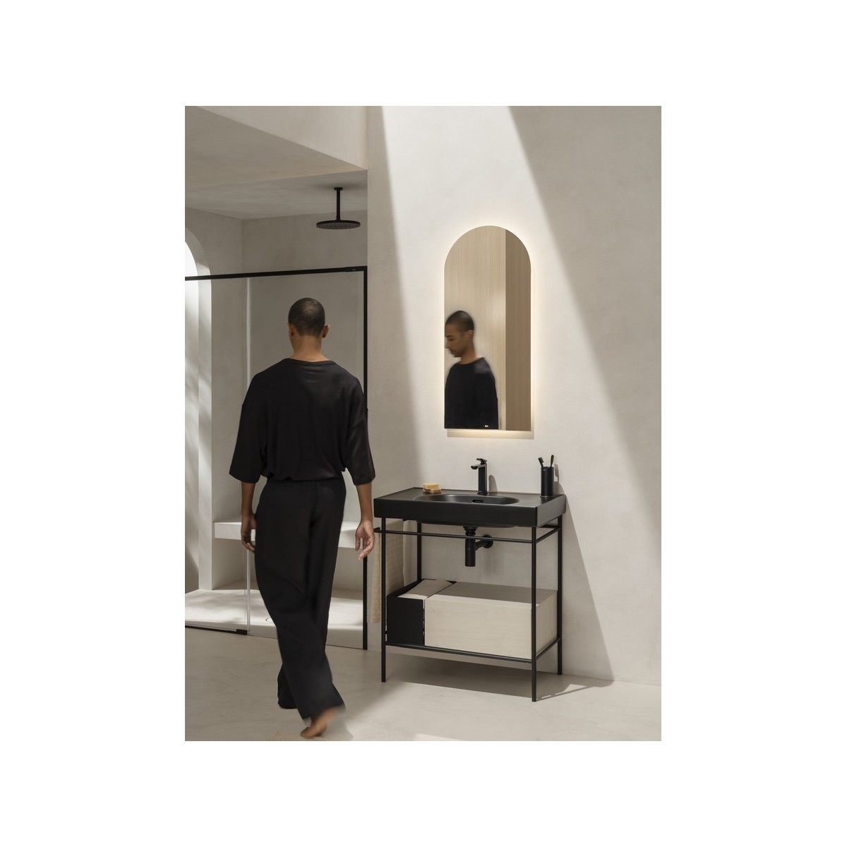 Meridian lavabo mural en fineceramic® noir mat 800x460mm - ROCA A327745080 