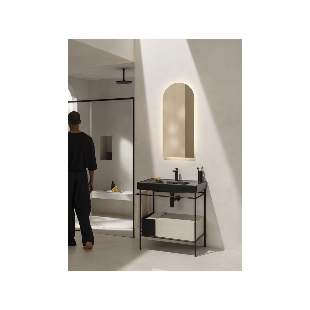 Meridian lavabo mural en fineceramic® noir mat 800x460mm - ROCA A327745080 