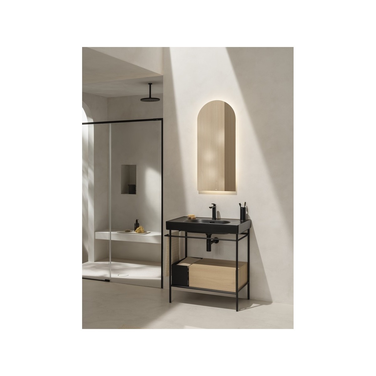 Meridian lavabo mural en fineceramic® noir mat 800x460mm - ROCA A327745080 