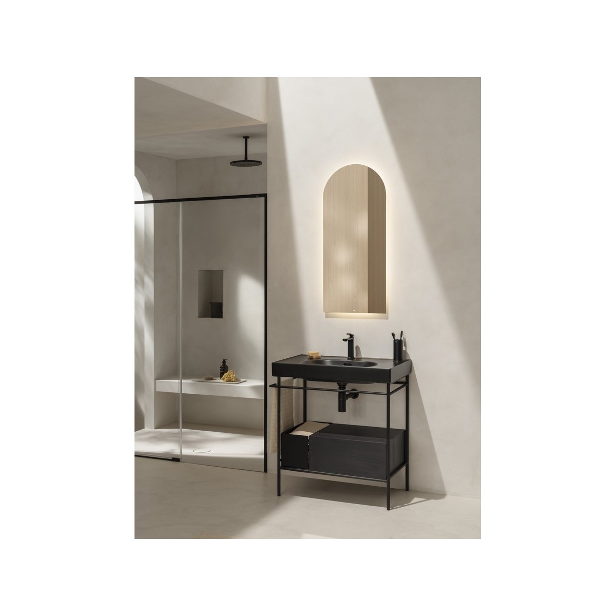 Meridian lavabo mural en fineceramic® noir mat 800x460mm - ROCA A327745080 