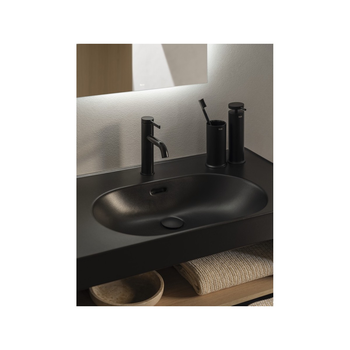 Meridian lavabo mural en fineceramic® noir mat 800x460mm - ROCA A327745080 