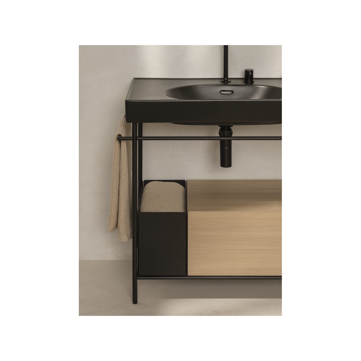 Meridian lavabo mural en fineceramic® noir mat 800x460mm - ROCA A327745080 