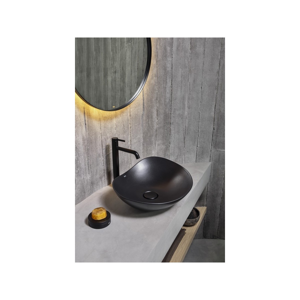 Ohtake vasque à poser en fineceramic 467 x 405 mm noir mat - ROCA A327A1N080 