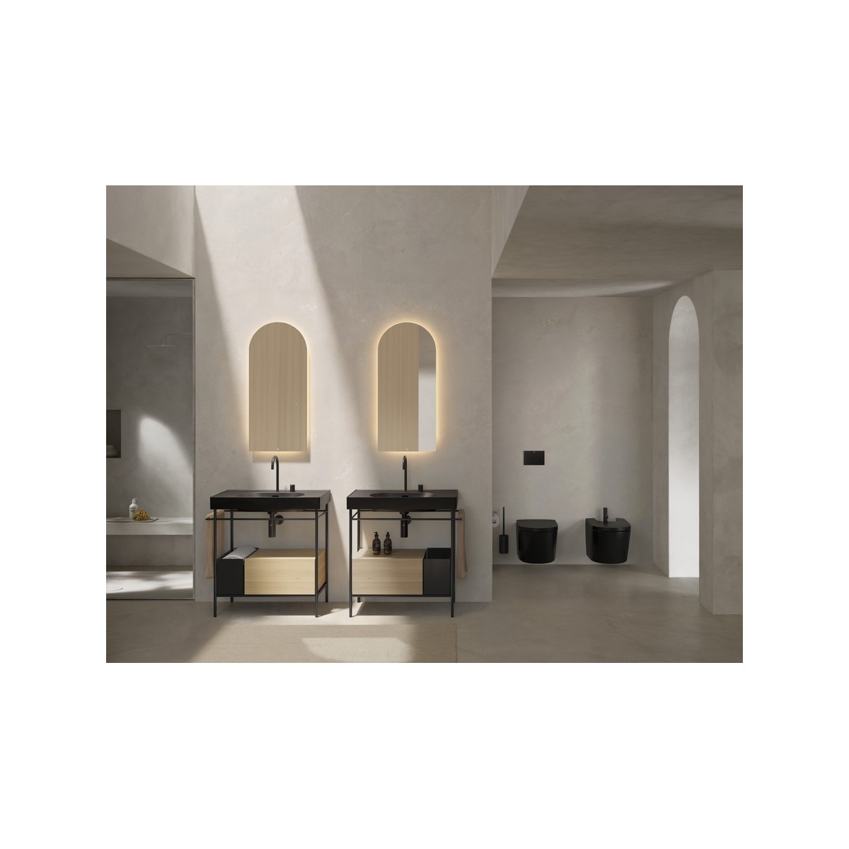 Meridian cuvette suspendue rimless vortex fixations cachées noir mat 540x360 - ROCA A346747080 