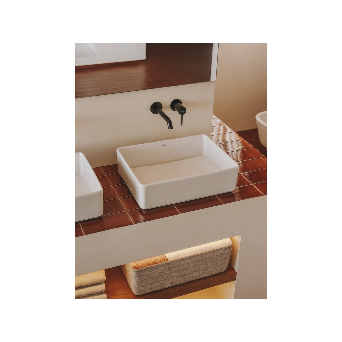 Ona mitigeur de lavabo monotrou à encastrer.graphite brossé - ROCA A5A359EGM0 