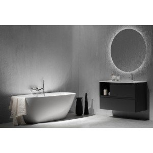 Ona mitigeur de lavabo monotrou corps lisse, vidage clic-clac graphite brossé - ROCA A5A3A9EGM0 