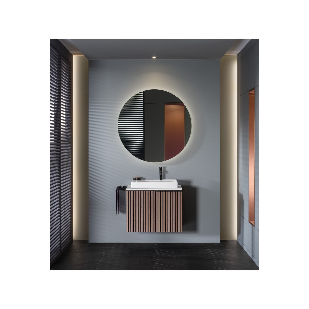 Ona mitigeur de lavabo monotrou corps lisse, vidage clic-clac graphite brossé - ROCA A5A3A9EGM0 