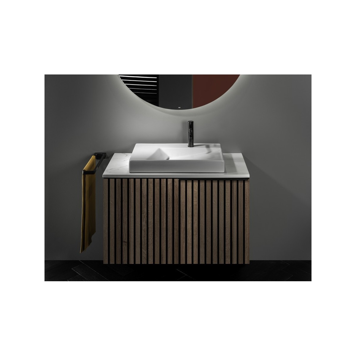 Ona mitigeur de lavabo monotrou corps lisse, vidage clic-clac graphite brossé - ROCA A5A3A9EGM0 