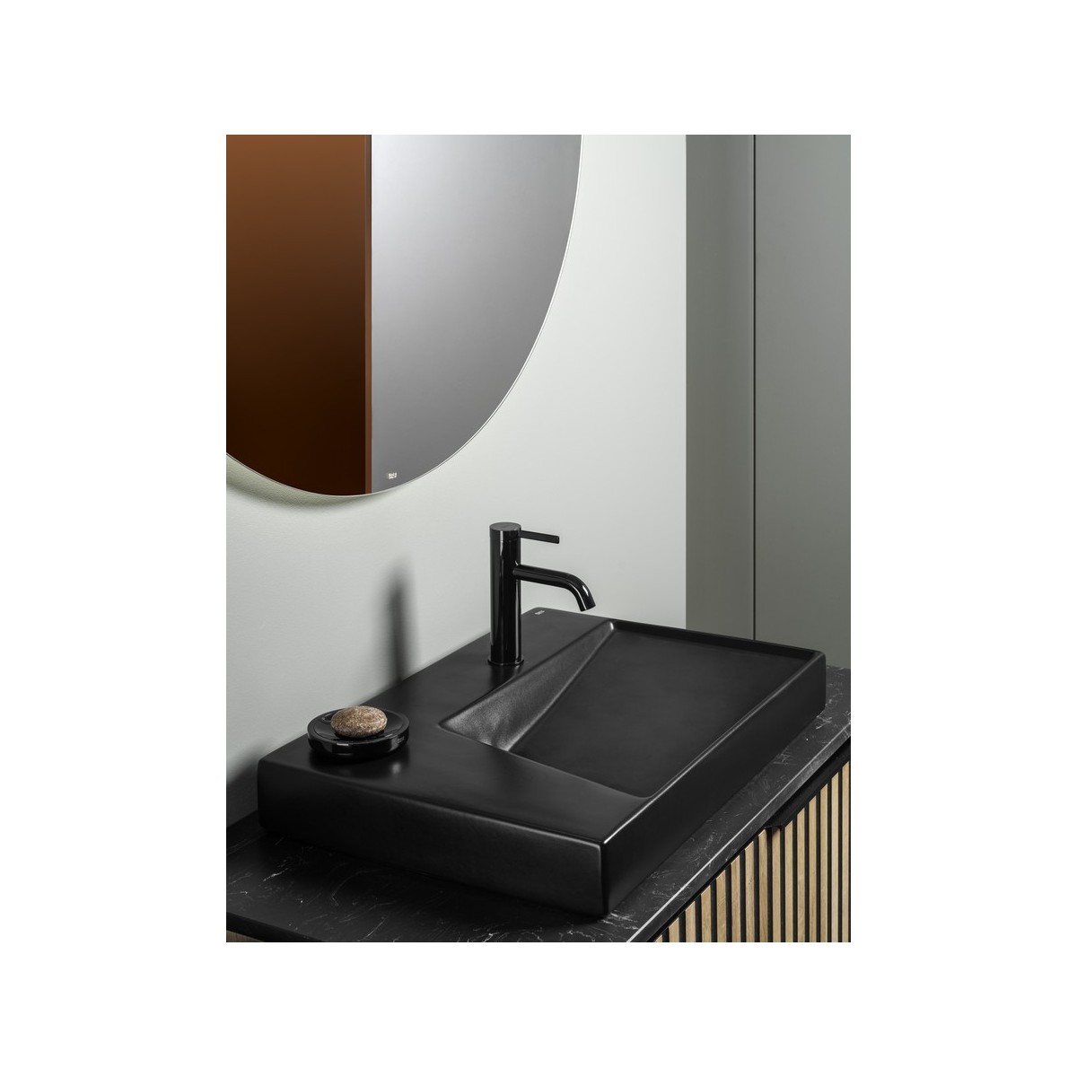 Ona mitigeur de lavabo monotrou corps lisse, vidage clic-clac graphite brossé - ROCA A5A3A9EGM0 
