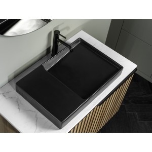 Ona mitigeur de lavabo monotrou corps lisse, vidage clic-clac graphite brossé - ROCA A5A3A9EGM0 