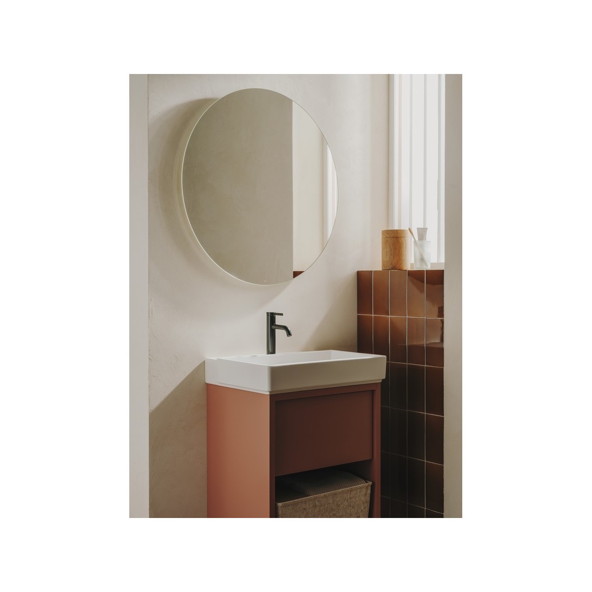 Ona mitigeur de lavabo monotrou corps lisse, vidage clic-clac graphite brossé - ROCA A5A3A9EGM0 