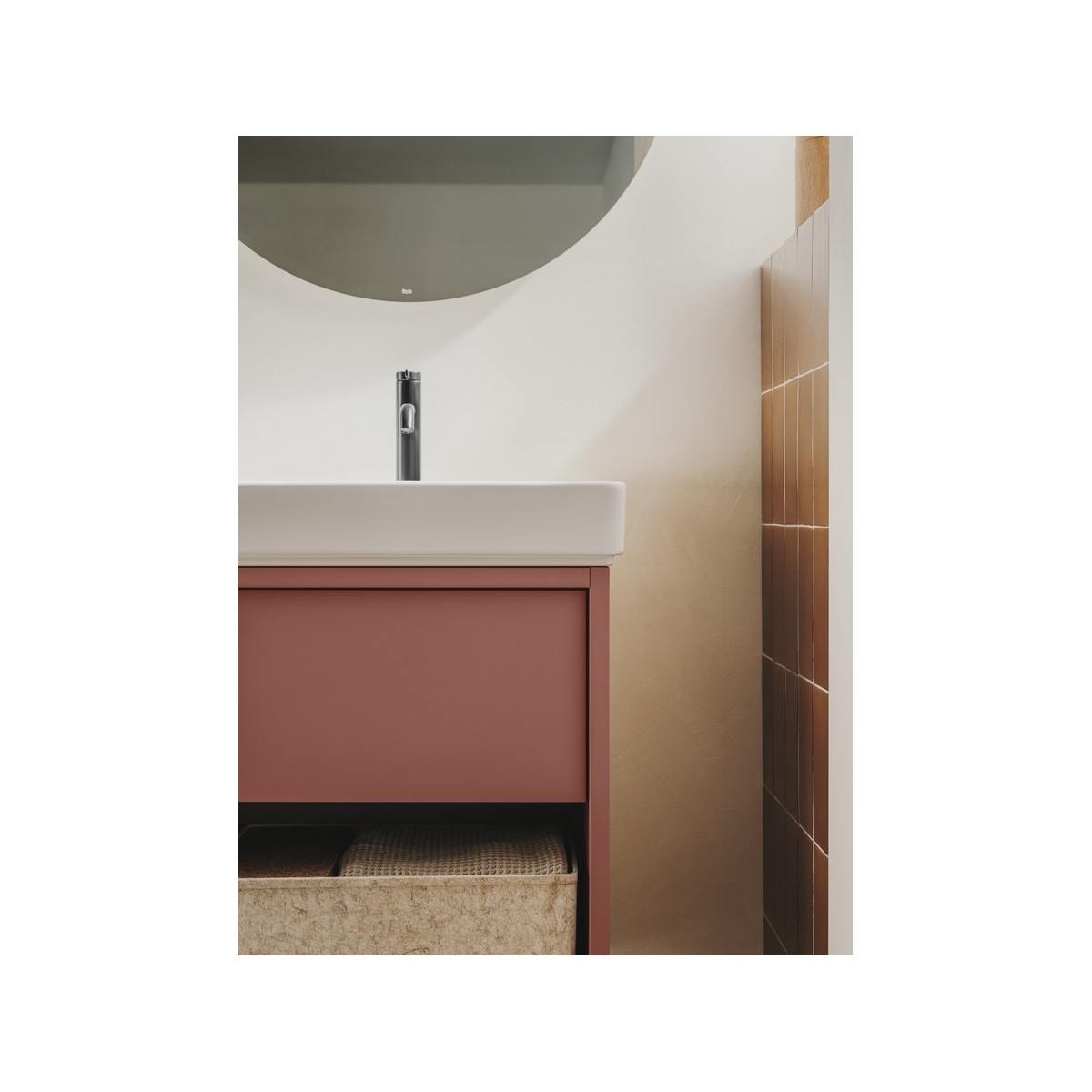 Ona mitigeur de lavabo monotrou corps lisse, vidage clic-clac graphite brossé - ROCA A5A3A9EGM0 