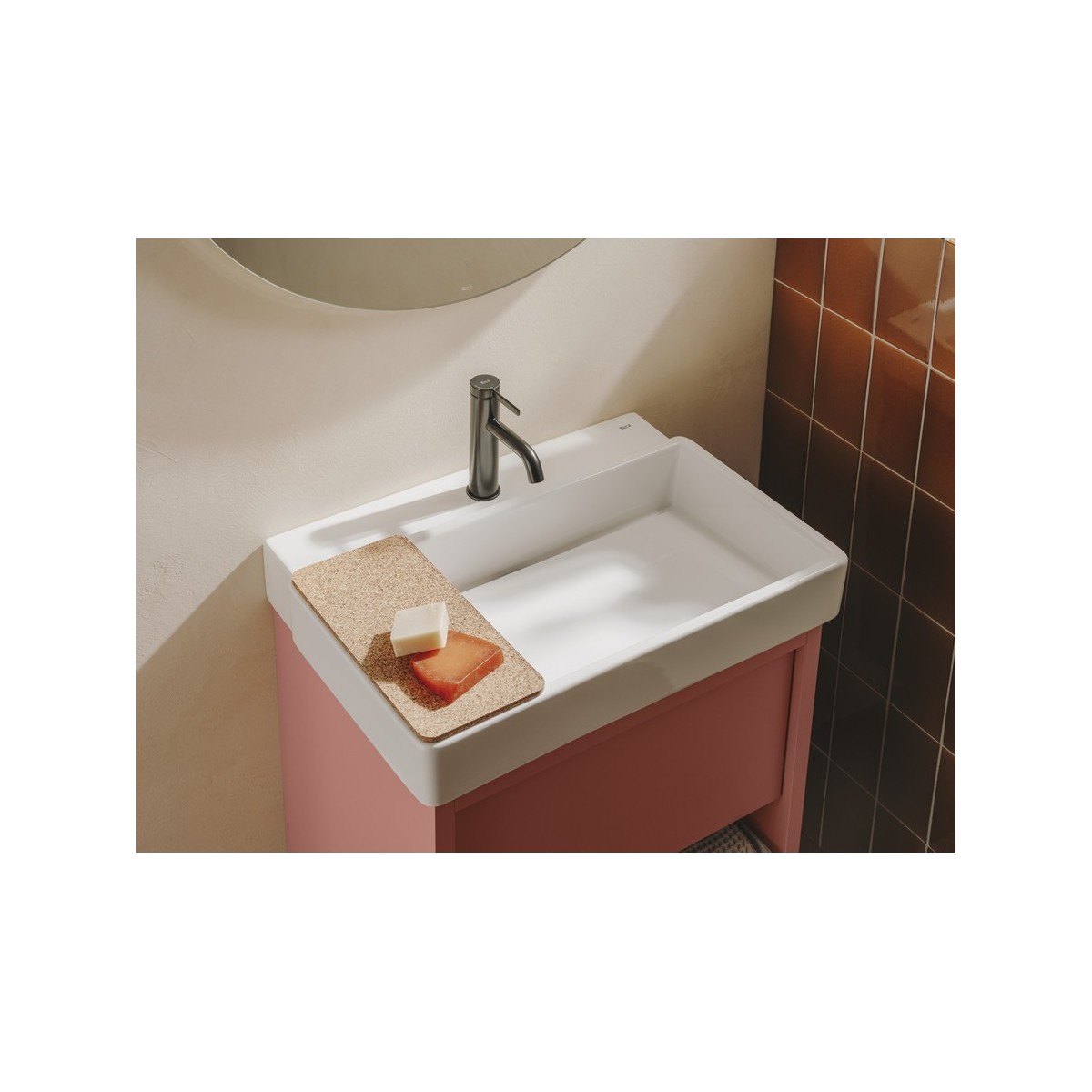 Ona mitigeur de lavabo monotrou corps lisse, vidage clic-clac graphite brossé - ROCA A5A3A9EGM0 