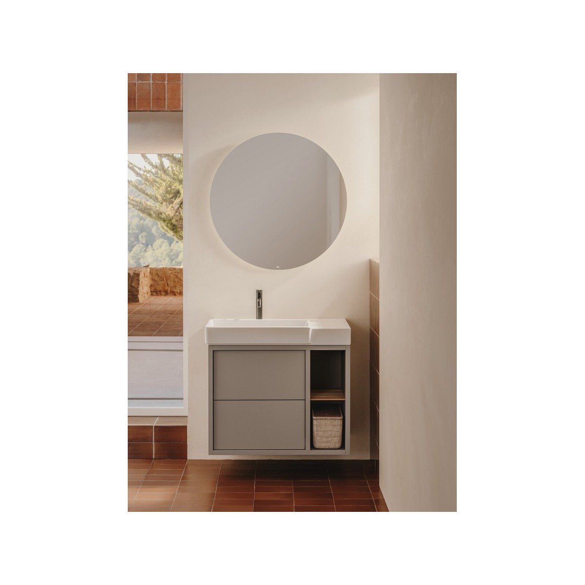 Ona mitigeur de lavabo monotrou corps lisse, vidage clic-clac graphite brossé - ROCA A5A3A9EGM0 