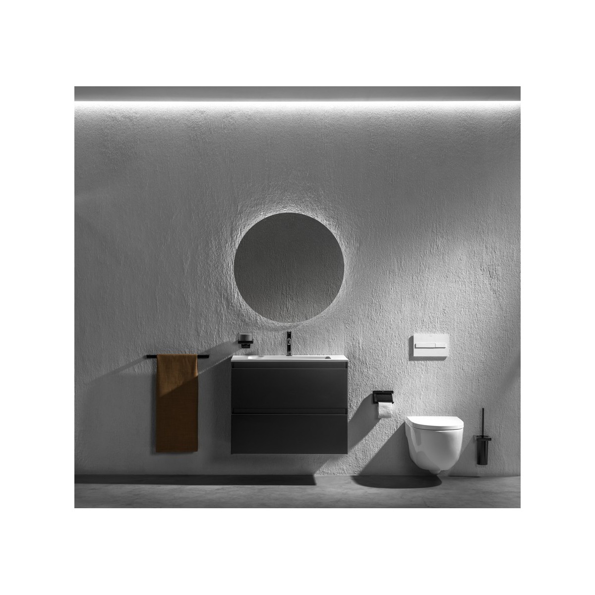 Ona mitigeur de lavabo monotrou corps lisse, vidage clic-clac graphite brossé - ROCA A5A3A9EGM0 
