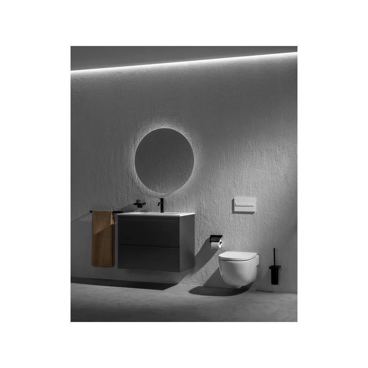 Ona mitigeur de lavabo monotrou corps lisse, vidage clic-clac graphite brossé - ROCA A5A3A9EGM0 