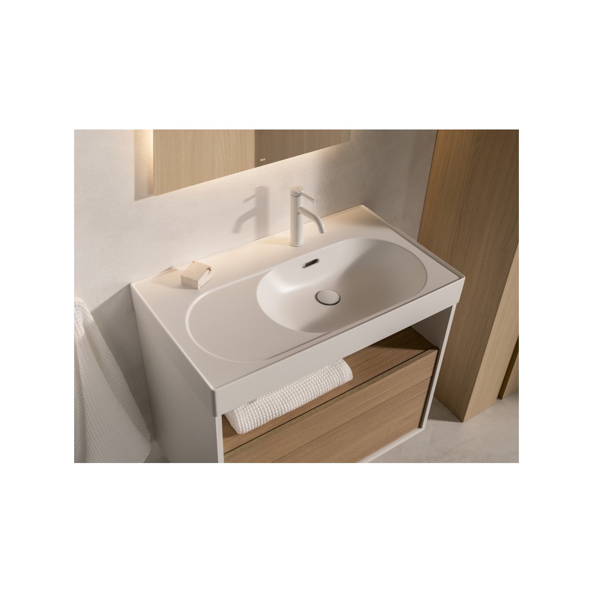 Ona mitigeur de lavabo mezzo corps lisse avec vidage clic-clac blanc mat - ROCA A5A3C9EB00 