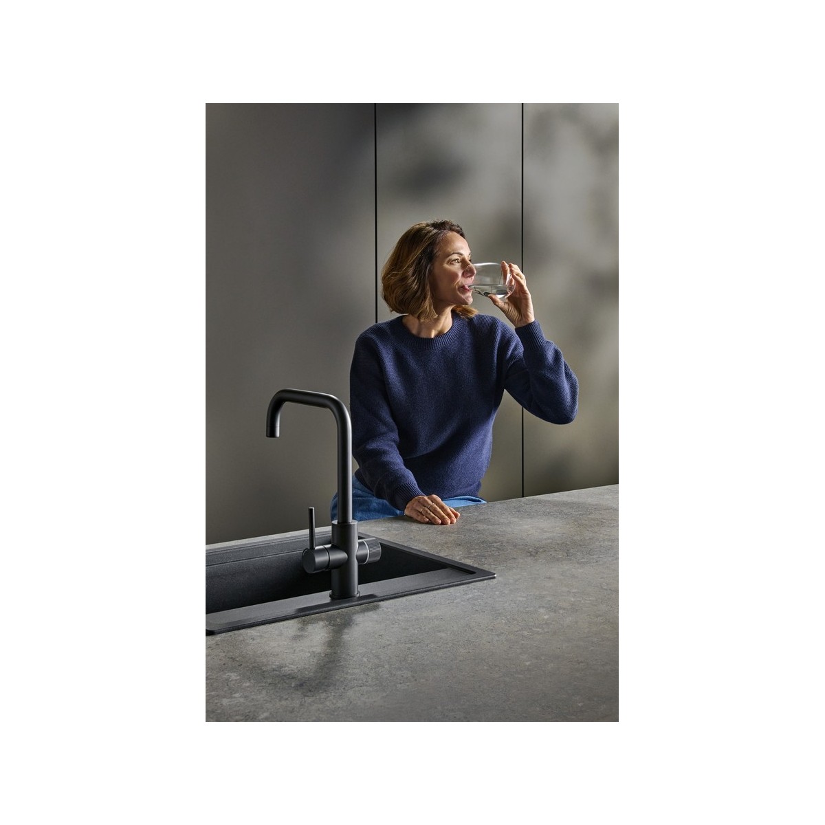 Aquafy mitigeur évier à bec tube à double sortie noir mat - ROCA A5A8C3GNB0 