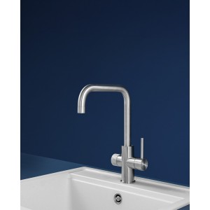 Aquafy mitigeur évier à bec tube à double sortie acier inox - ROCA A5A8C3GSM0 