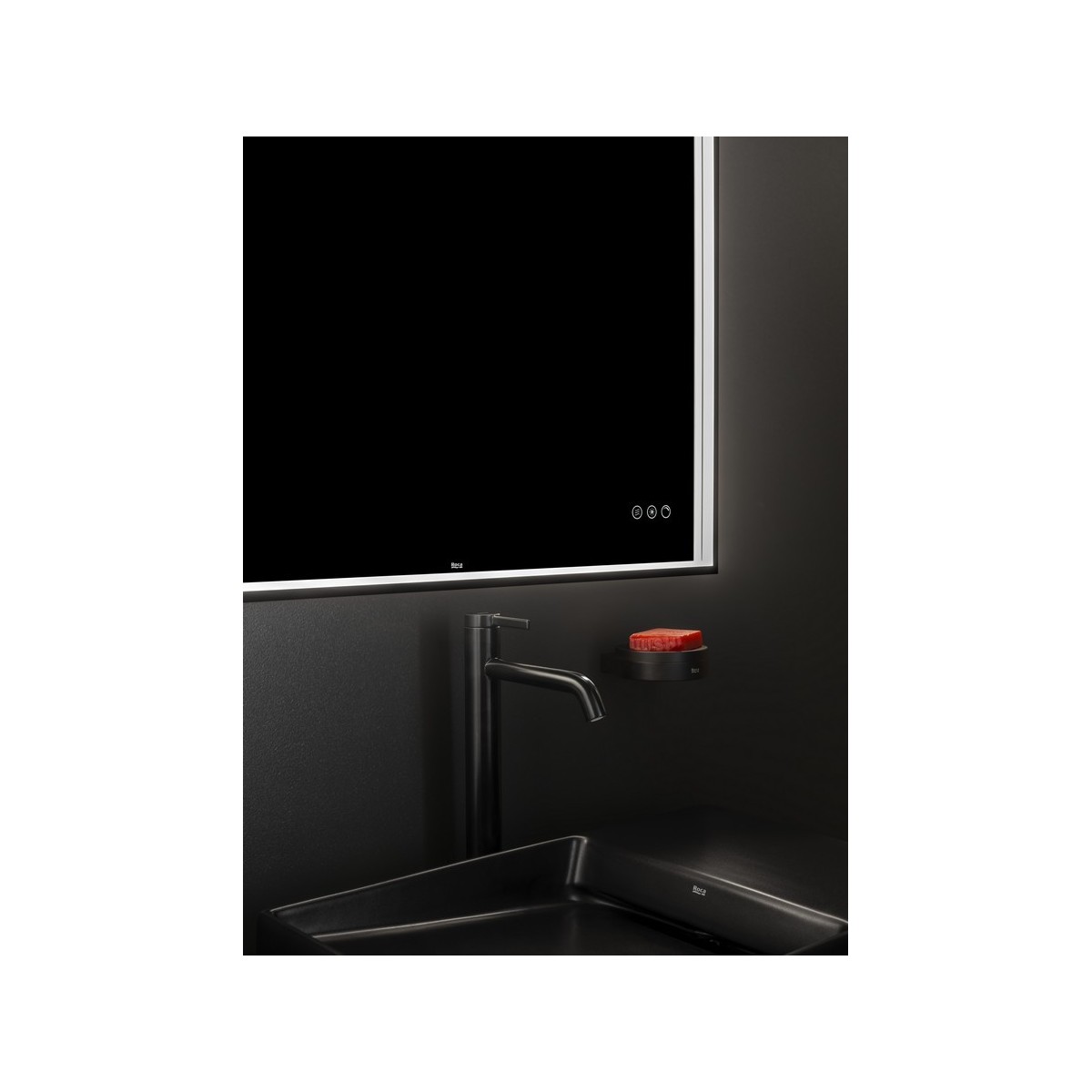 Mirai confort miroir avec cadre métallique noir et éclairage led 800x800 - ROCA A812453485 