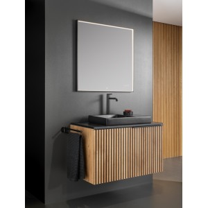 Mirai confort miroir avec cadre métallique noir et éclairage led 800x800 - ROCA A812453485 