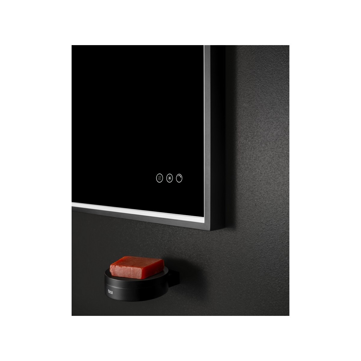 Mirai confort miroir avec cadre métallique noir et éclairage led 800x800 - ROCA A812453485 