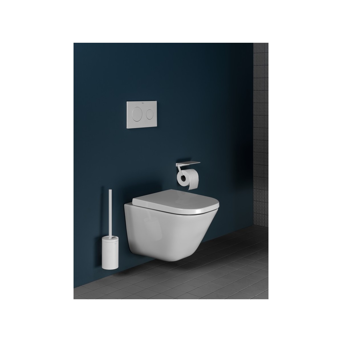 Hotel's round porte-papier rouleau avec couvercle graphite brossé - ROCA A817581GM0 