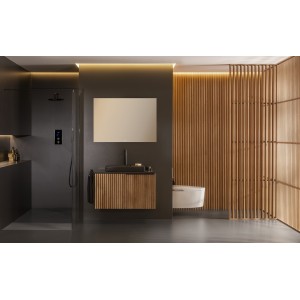 Horizon unik meuble 1t 900+plan noir+vasque dash noire mate - ROCA A851955553 