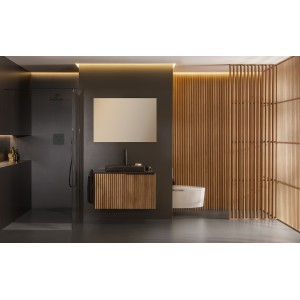 Horizon unik meuble 1t 900+plan noir+vasque dash noire mate - ROCA A851955553 